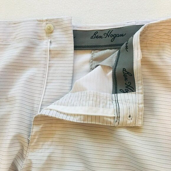 Ben Hogan Men's Flat Front Striped Bermuda Golf Shorts Sz 40 in Gray White - Picture 8 of 9